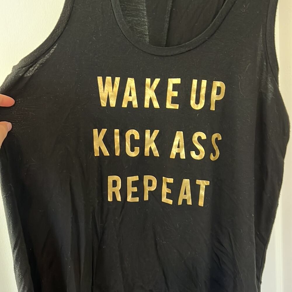 Express Black Wake Up Kick Ass Repeat Tank Top - Picture 3 of 10